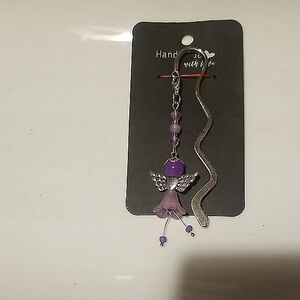 Purple Angel Bookmark with Glass Stone Beads